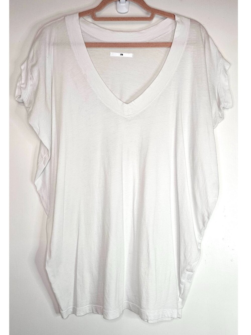 Jarbo 100% Cotton Dolman Sleeve V Neck Tee T-Shirt Top 36 S White